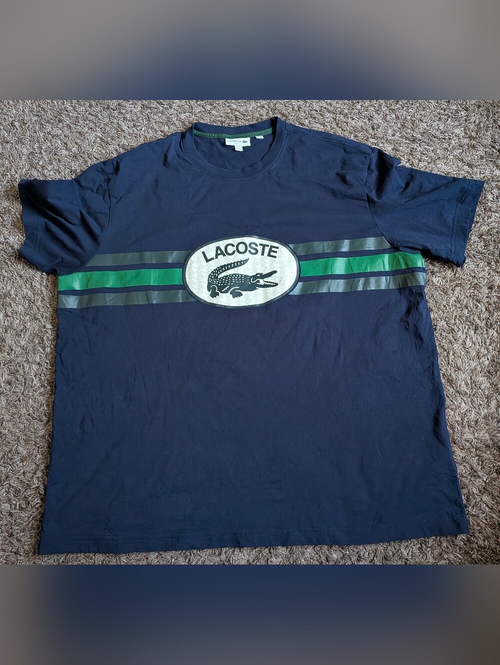 Lacoste Loose Fit Navy Monogram Print Cotton Graphic Shirt Men's 3XL